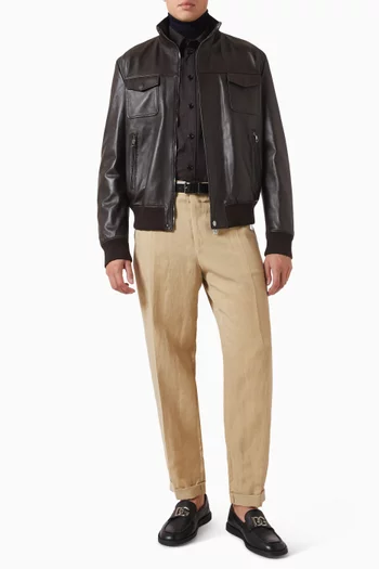 Bomber Jacket in Lambskin Leather