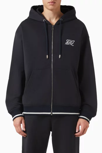 Logo-embroidered Zip Hoodie in Cotton