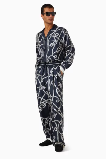 Marina-print Shirt in Silk Twill