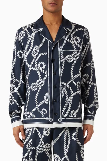 Marina-print Shirt in Silk Twill