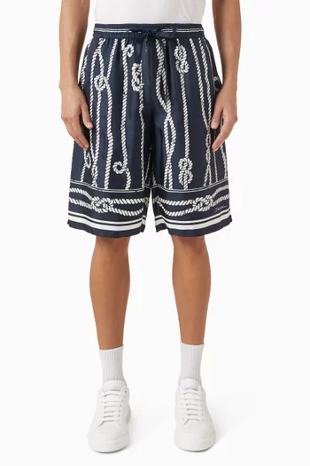 Marina-print Bermuda Shorts in Silk-twill