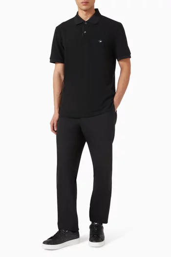 Diamond Patch Polo Shirt in Organic Cotton-piqué