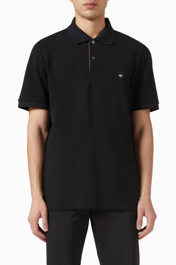 Diamond Patch Polo Shirt in Organic Cotton-piqué