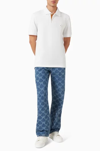 Diamond Patch Polo Shirt in Organic Cotton-piqué