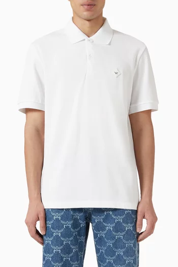 Diamond Patch Polo Shirt in Organic Cotton-piqué