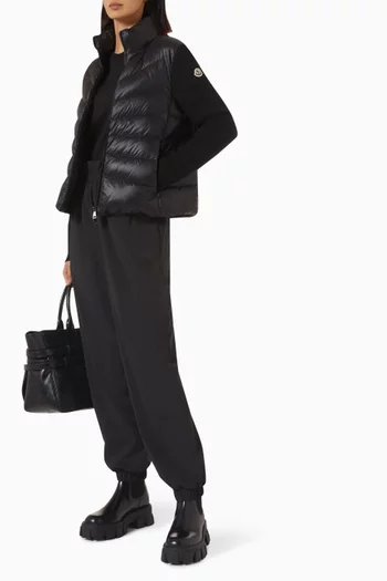 Padded Zip-Up Cardigan in Wool & Nylon