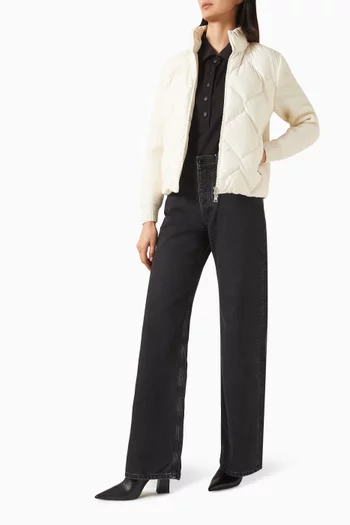 Padded Zip-Up Cardigan in Wool-cashmere