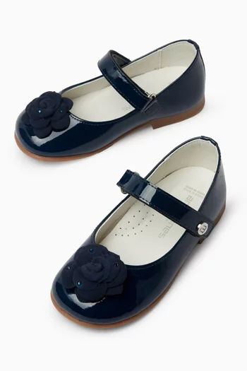 Flower Pearl Ballerina Sandals in Leather