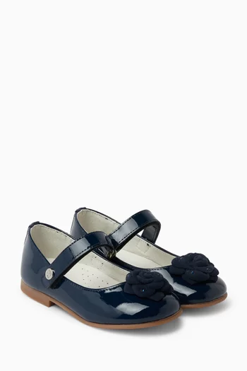 Flower Pearl Ballerina Sandals in Leather