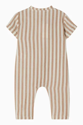 Striped Muslin Romper in Organic Cotton