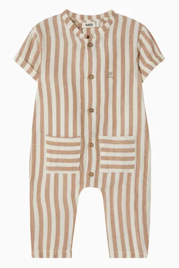 Striped Muslin Romper in Organic Cotton