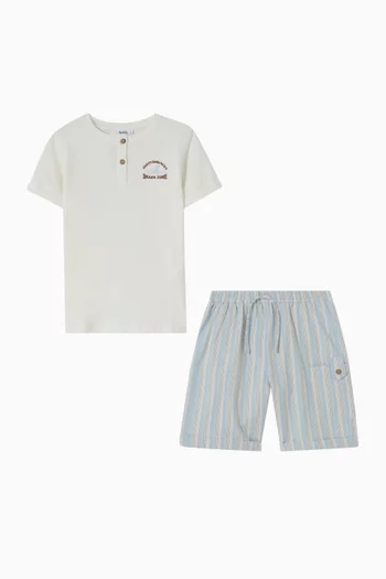 Embroidered T-Shirt & Shorts Set