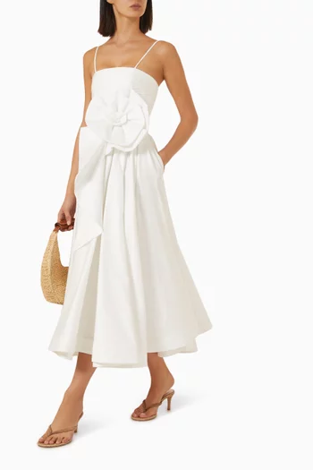 Blossom Midi Dress in Cotton-poplin