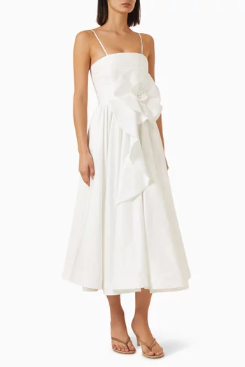 Blossom Midi Dress in Cotton-poplin