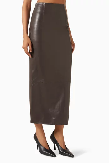 Inga Maxi Skirt in Leather