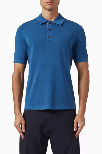 Marcus Check-trim Polo T-shirt in Wool