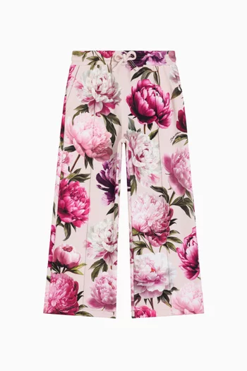 Peony-print Pants in Cotton