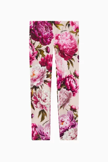 Peony-print Leggings in Cotton