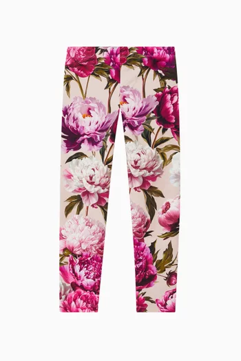 Peony-print Leggings in Cotton