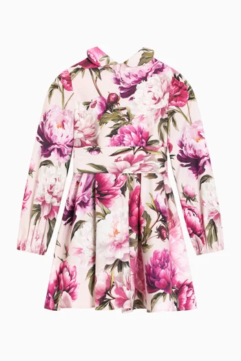 Peony-printed Dress in Cotton