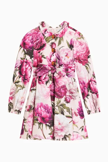 Peony-printed Dress in Cotton