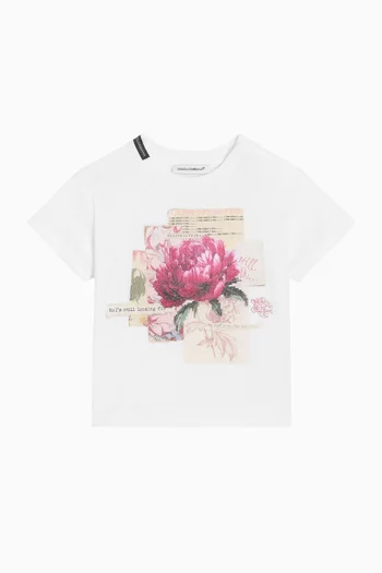 Peony-printed T-Shirt in Jersey