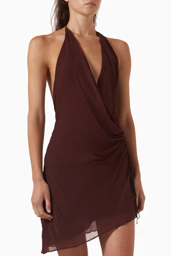 Amanda Halter Asymmetric Dress in Georgette