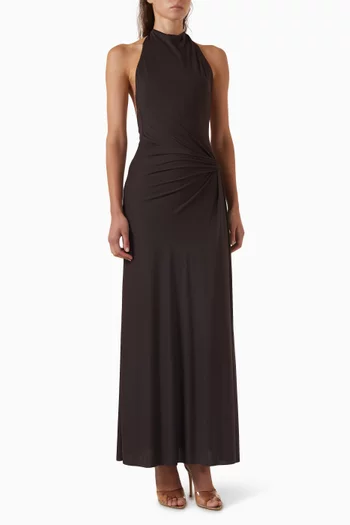 Court Halter Maxi Dress in Stretch-jersey