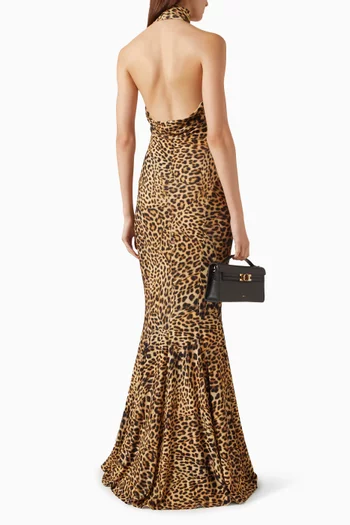 Halter Turtleneck Fishtail Gown