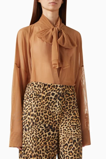 Oversized Bow Bodysuit in Mesh