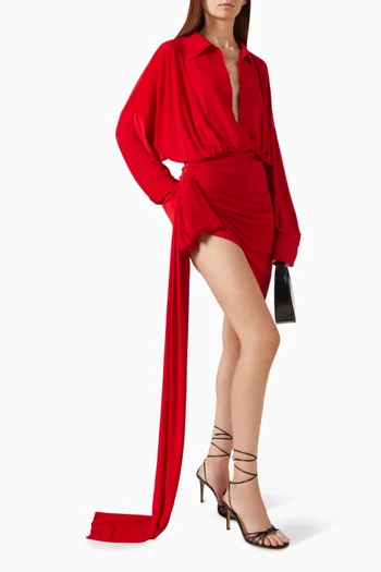 Oversized Draped Mini Dress