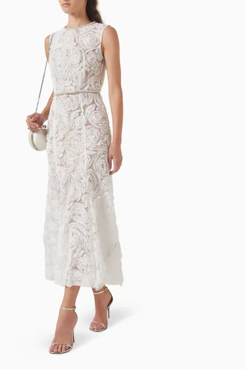 Belted Dress in Tulle Lace