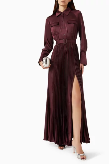 Pleated Dress in Satin