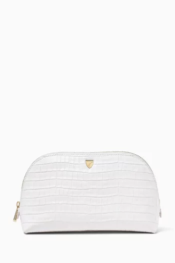 Classic Makeup Case in Croc-embossed Leather
