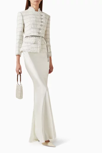 Chain-belt Top & Skirt Set in Boucle