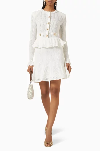 Pointelle Peplum Knit Mini Dress