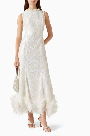 Sequin-embellished Feather Dress in Lace
