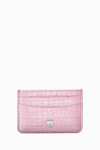 Slim Card Holder in Croc-embossed Leather