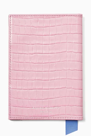 Passport Cover in Croc-embossed Leather