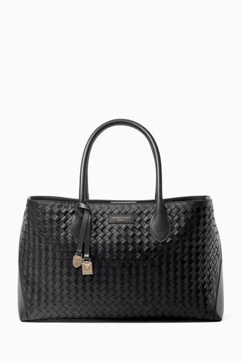 Large London Tote Bag in Woven Leather
