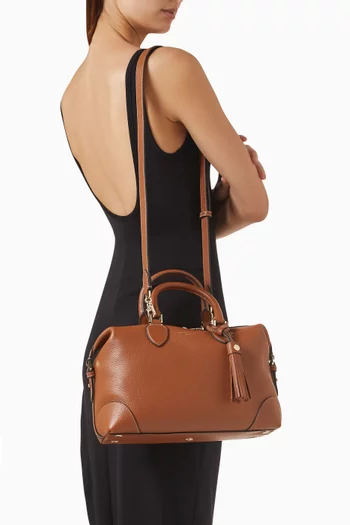 Midi Hudson Top Handle Bag in Pebbled Leather