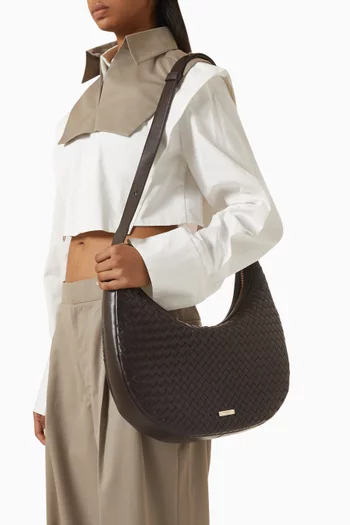 Large Soho Crescent Shoulder Bag in Woven Lambskin