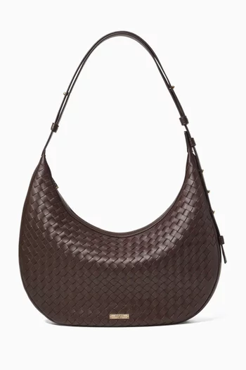 Large Soho Crescent Shoulder Bag in Woven Lambskin