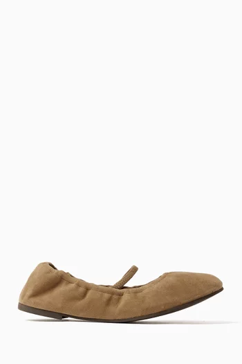 Buffy Ruched Ballet Flats in Suede