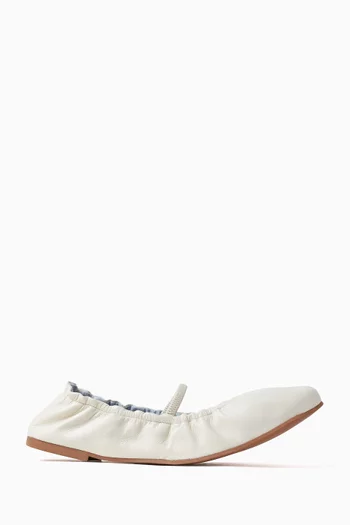Buffy Ruched Ballet Flats in Leather