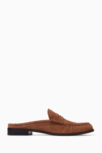 Francine Loafer Mules in Watersnake-embossed Leather