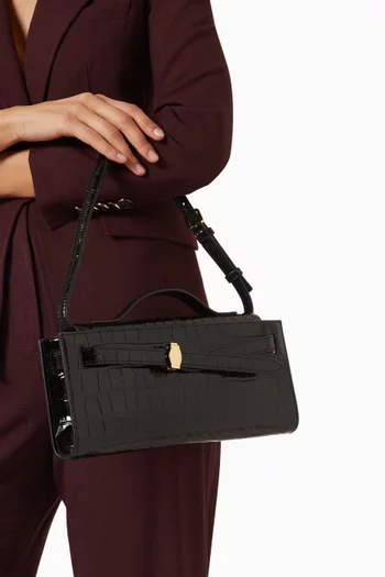 Dash Clutch Bag in Croc-embossed Leather