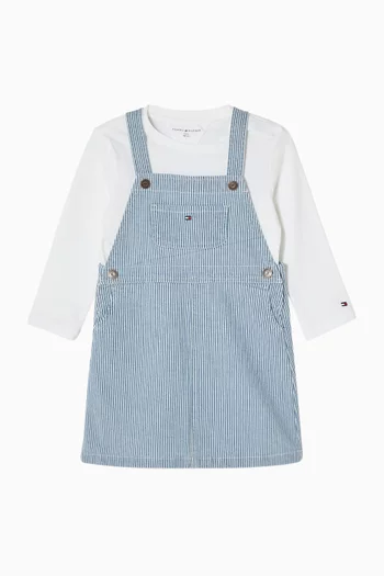 Stripe Dungaree Set in Denim