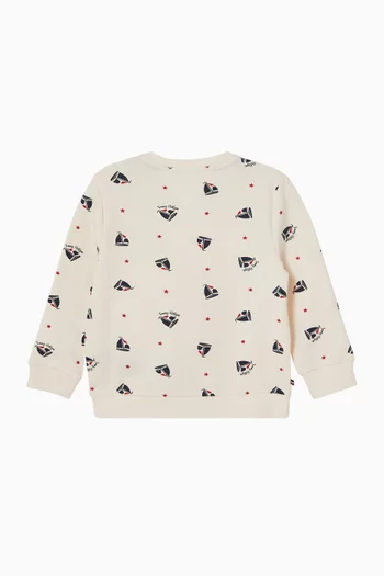 Relaxed Crew Neck Sweatshirt in Stretch Cotton