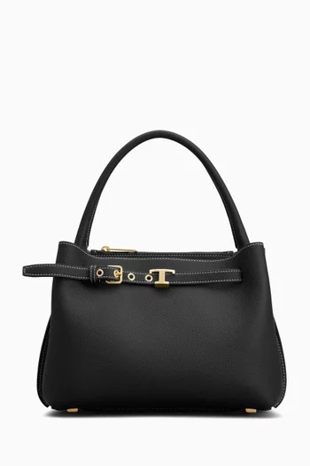 Mini T Signature Top-handle Bag in Leather